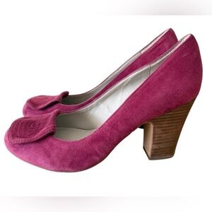 Hinge by Nordstrom Mallory Suede Block Heel Pump in Dark Burgundy, Size 7